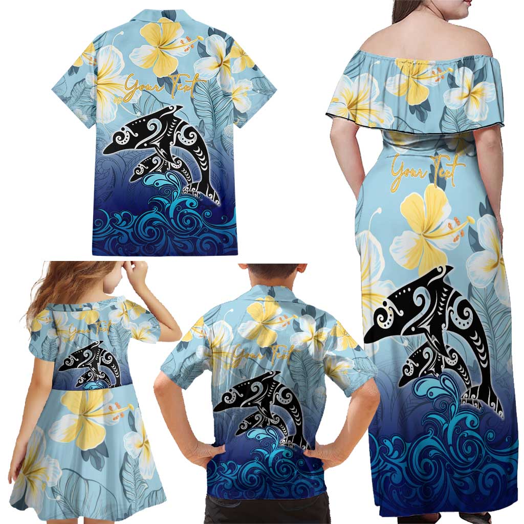 Mother And Baby Dolphins Family Matching Off Shoulder Maxi Dress and Hawaiian Shirt Hawaii Hibiscus DT02 - Polynesian Pride
