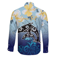 Mother And Baby Dolphins Family Matching Short Sleeve Bodycon Dress and Hawaiian Shirt Hawaii Hibiscus DT02 - Polynesian Pride