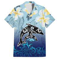 Mother And Baby Dolphins Family Matching Summer Maxi Dress and Hawaiian Shirt Hawaii Hibiscus DT02 Dad's Shirt - Short Sleeve Blue - Polynesian Pride