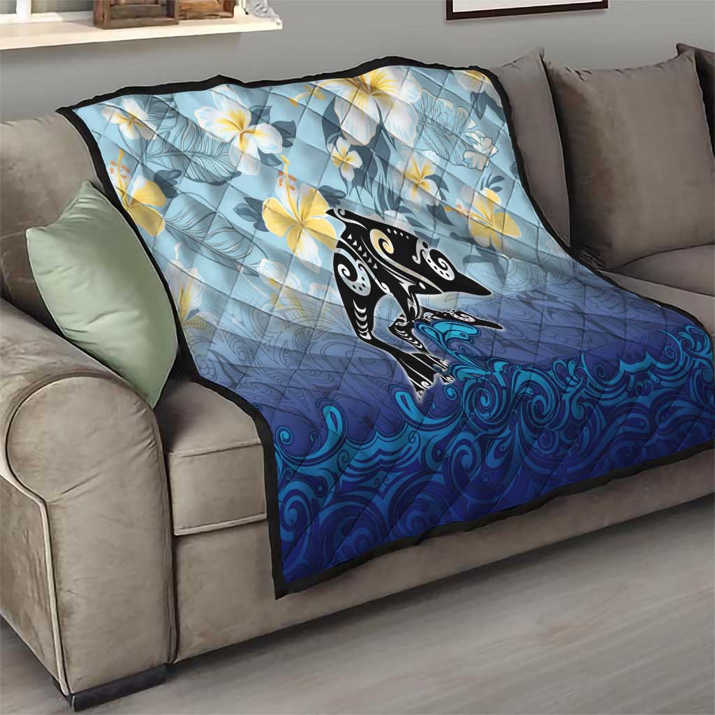 Mother And Baby Dolphins Quilt Hawaii Hibiscus