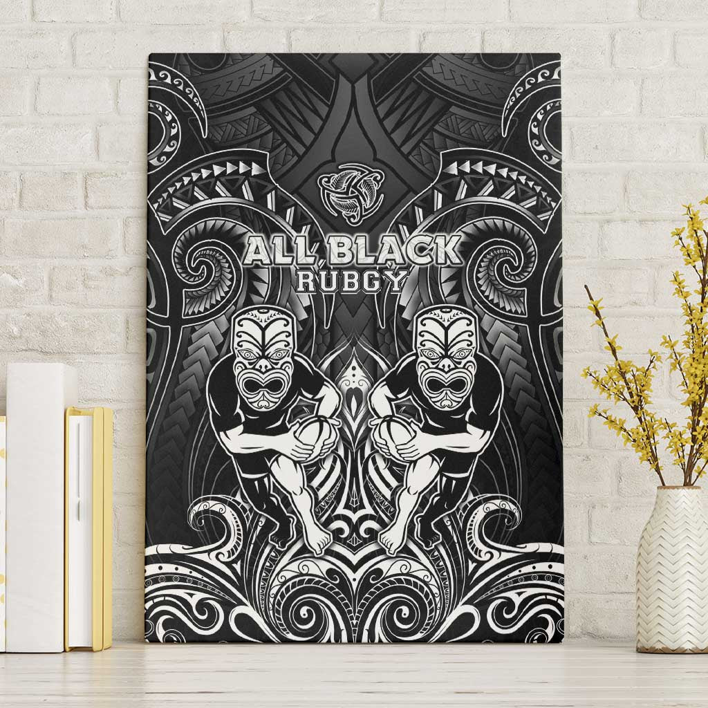 All Black Canvas Wall Art New Zealand Rugby Mascot Maori DT02 Without Frame Black - Polynesian Pride