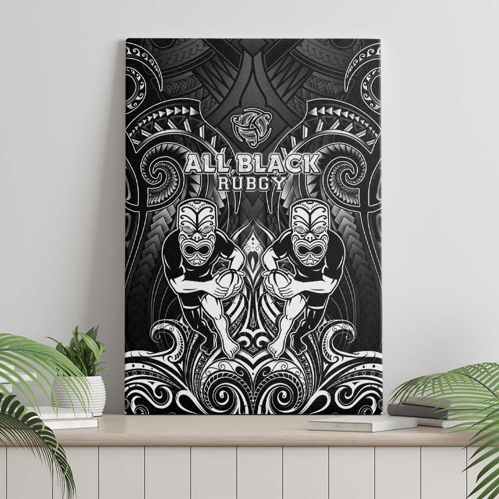 All Black Canvas Wall Art New Zealand Rugby Mascot Maori DT02 - Polynesian Pride