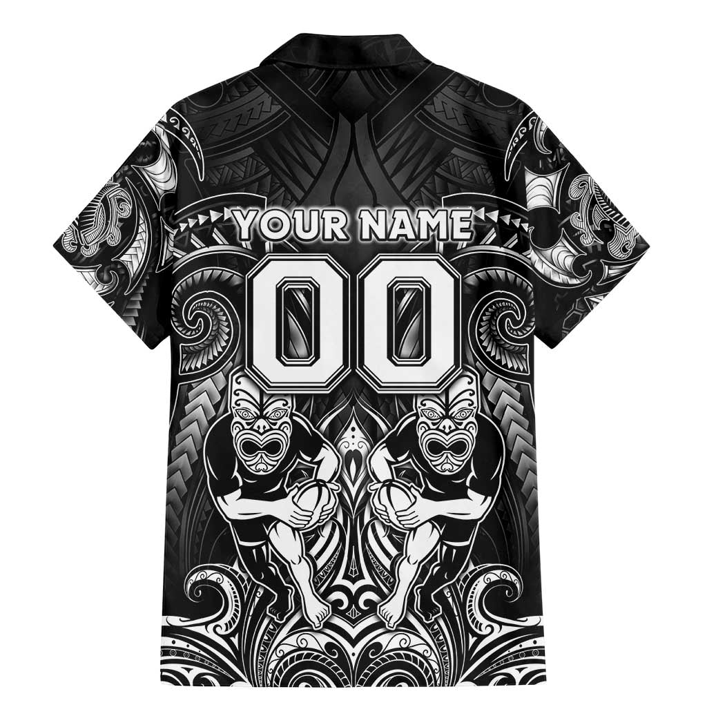 Personalized All Black Family Matching Mermaid Dress and Hawaiian Shirt New Zealand Rugby Mascot Maori DT02 - Polynesian Pride