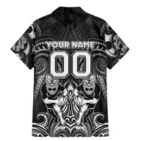 Personalized All Black Family Matching Mermaid Dress and Hawaiian Shirt New Zealand Rugby Mascot Maori DT02 - Polynesian Pride