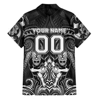 Personalized All Black Family Matching Short Sleeve Bodycon Dress and Hawaiian Shirt New Zealand Rugby Mascot Maori DT02 - Polynesian Pride