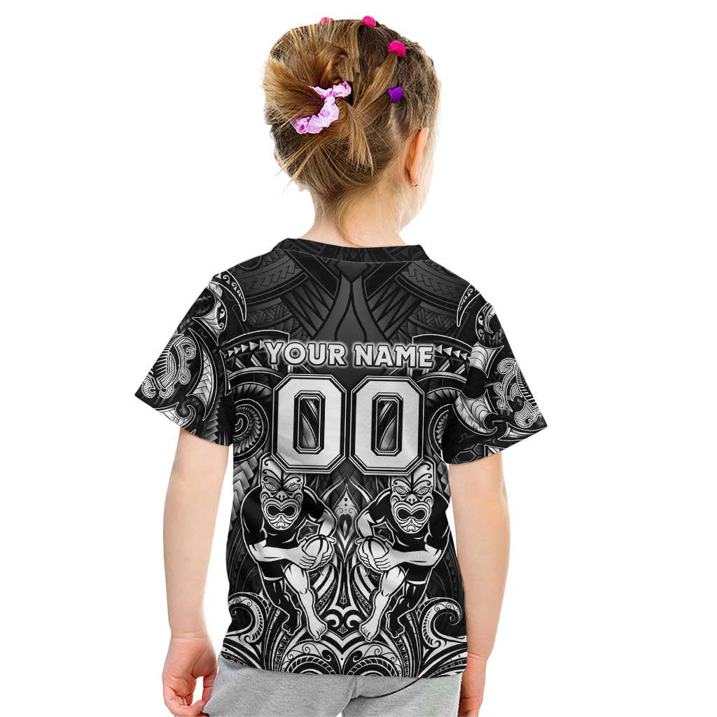 Personalized All Black Kid T Shirt New Zealand Rugby Mascot Maori
