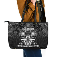 All Black Leather Tote Bag New Zealand Rugby Mascot Maori