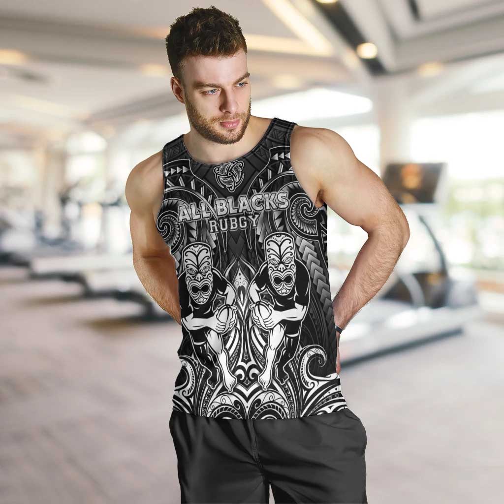 Personalized All Black Men Tank Top New Zealand Rugby Mascot Maori