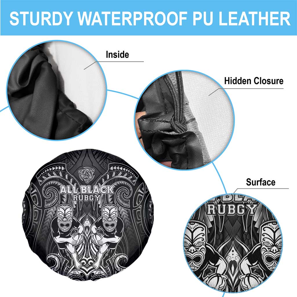 All Black Spare Tire Cover New Zealand Rugby Mascot Maori