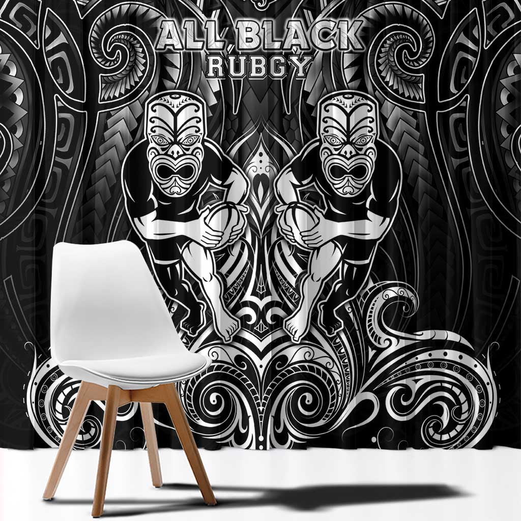 All Black Window Curtain New Zealand Rugby Mascot Maori DT02 - Polynesian Pride