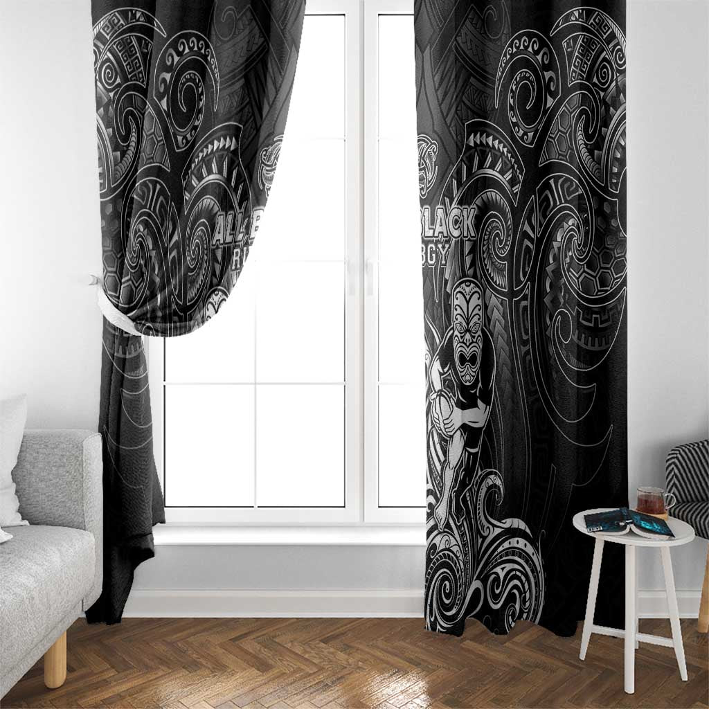 All Black Window Curtain New Zealand Rugby Mascot Maori DT02 - Polynesian Pride