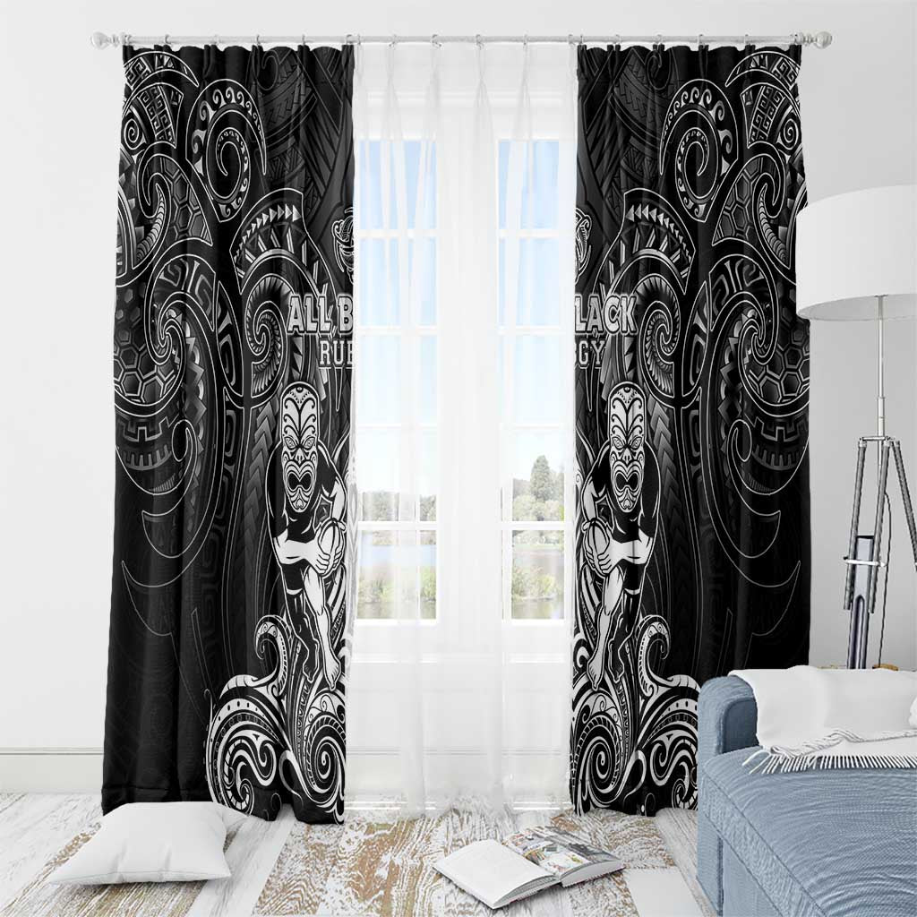 All Black Window Curtain New Zealand Rugby Mascot Maori DT02 - Polynesian Pride