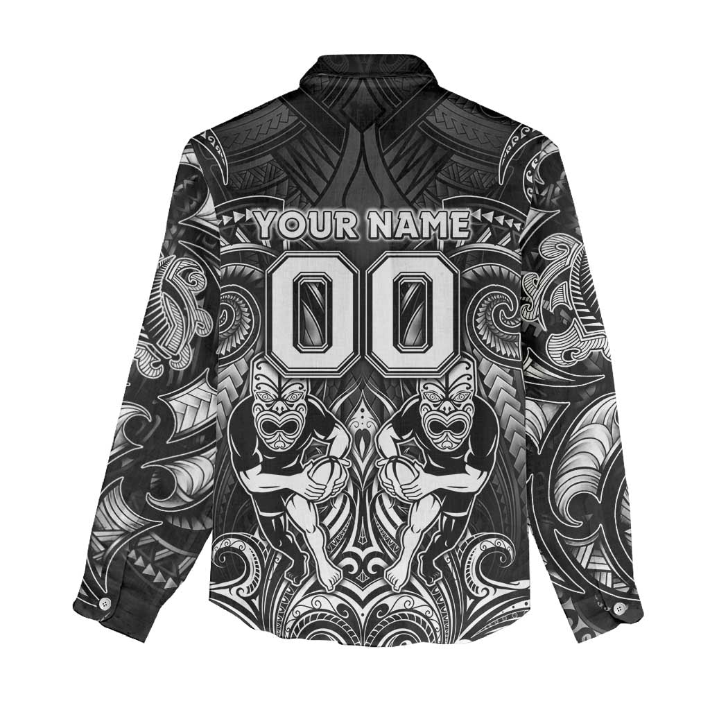 Personalized All Black Women Casual Shirt New Zealand Rugby Mascot Maori