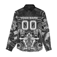 Personalized All Black Women Casual Shirt New Zealand Rugby Mascot Maori