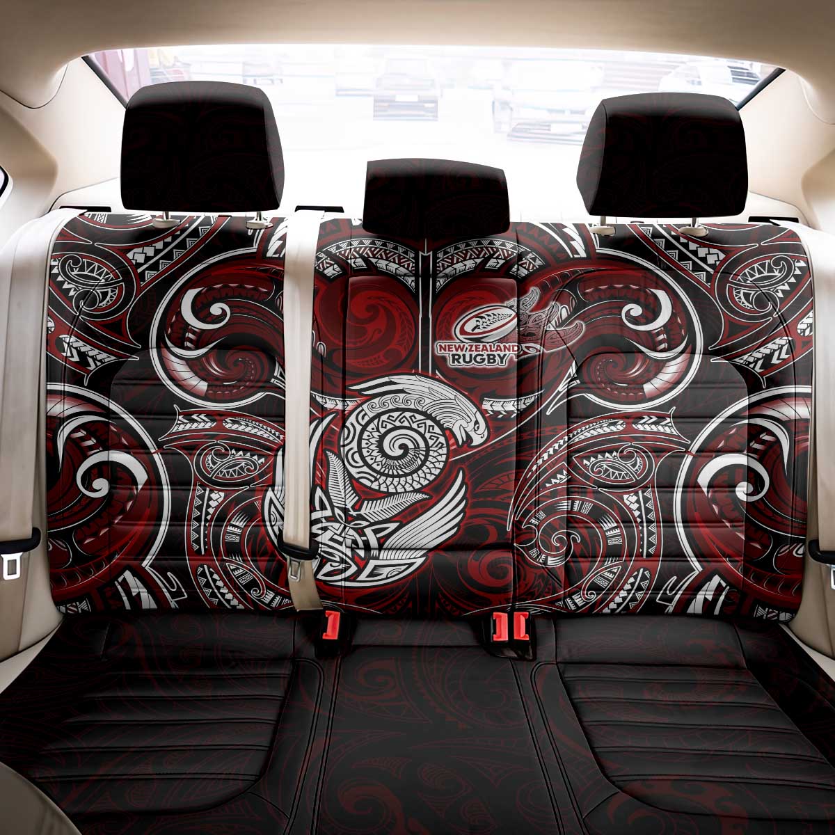 New Zealand Aotearoa Rugby Back Car Seat Cover Maori Fern Tattoo Art DT02 - Polynesian Pride