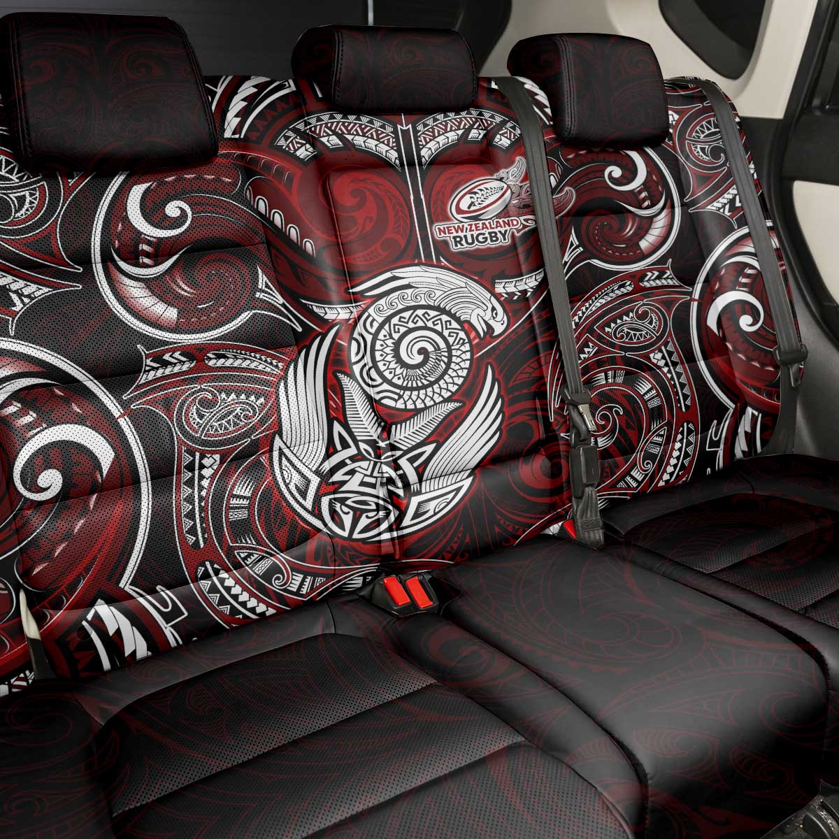 New Zealand Aotearoa Rugby Back Car Seat Cover Maori Fern Tattoo Art DT02 - Polynesian Pride
