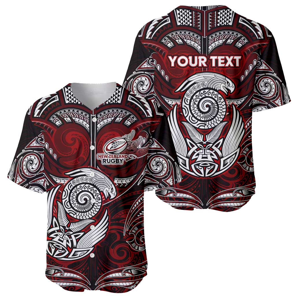 Personalized New Zealand Aotearoa Rugby Baseball Jersey Maori Fern Tattoo Art