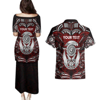 Personalized New Zealand Aotearoa Rugby Couples Matching Puletasi and Hawaiian Shirt Maori Fern Tattoo Art DT02 - Polynesian Pride
