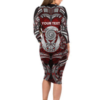 Personalized New Zealand Aotearoa Rugby Family Matching Long Sleeve Bodycon Dress and Hawaiian Shirt Maori Fern Tattoo Art DT02 - Polynesian Pride