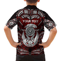 Personalized New Zealand Aotearoa Rugby Family Matching Off Shoulder Maxi Dress and Hawaiian Shirt Maori Fern Tattoo Art DT02 - Polynesian Pride