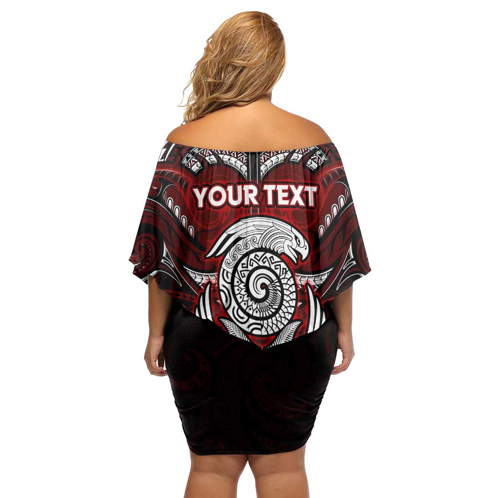 Personalized New Zealand Aotearoa Rugby Family Matching Off Shoulder Short Dress and Hawaiian Shirt Maori Fern Tattoo Art DT02 - Polynesian Pride