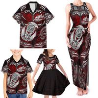 Personalized New Zealand Aotearoa Rugby Family Matching Tank Maxi Dress and Hawaiian Shirt Maori Fern Tattoo Art DT02 - Polynesian Pride