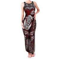 Personalized New Zealand Aotearoa Rugby Family Matching Tank Maxi Dress and Hawaiian Shirt Maori Fern Tattoo Art DT02 Mom's Dress Red - Polynesian Pride