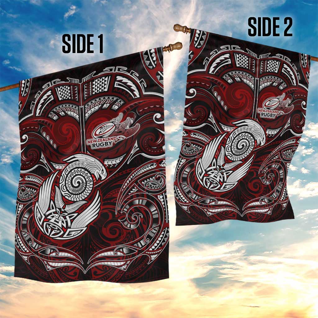 New Zealand Aotearoa Rugby Garden Flag Maori Fern Tattoo Art