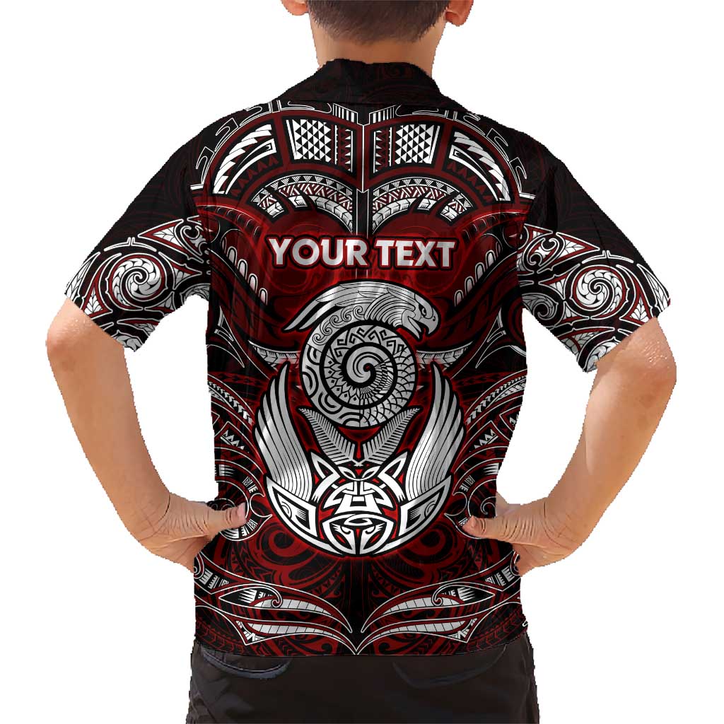 Personalized New Zealand Aotearoa Rugby Kid Hawaiian Shirt Maori Fern Tattoo Art