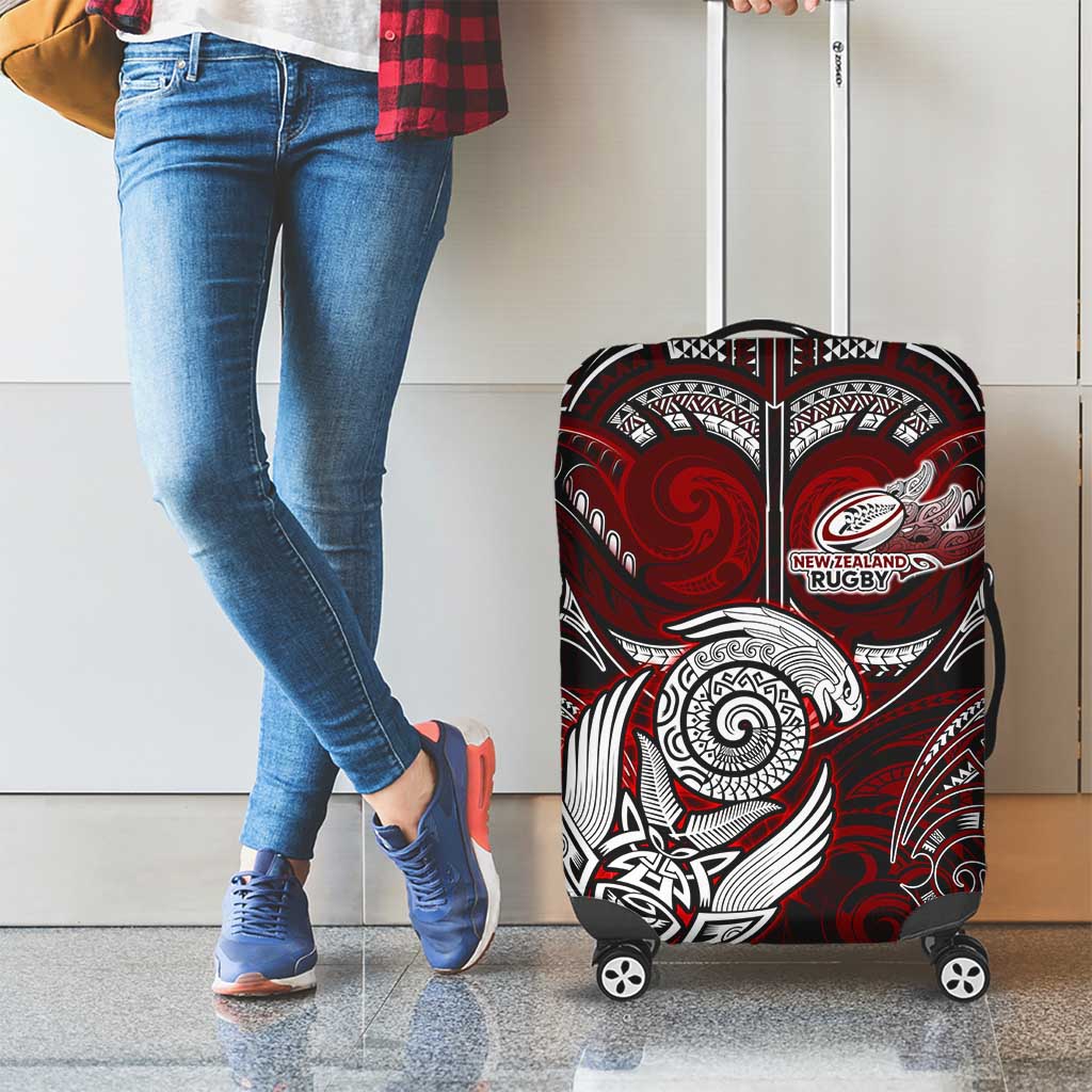 New Zealand Aotearoa Rugby Luggage Cover Maori Fern Tattoo Art DT02 - Polynesian Pride