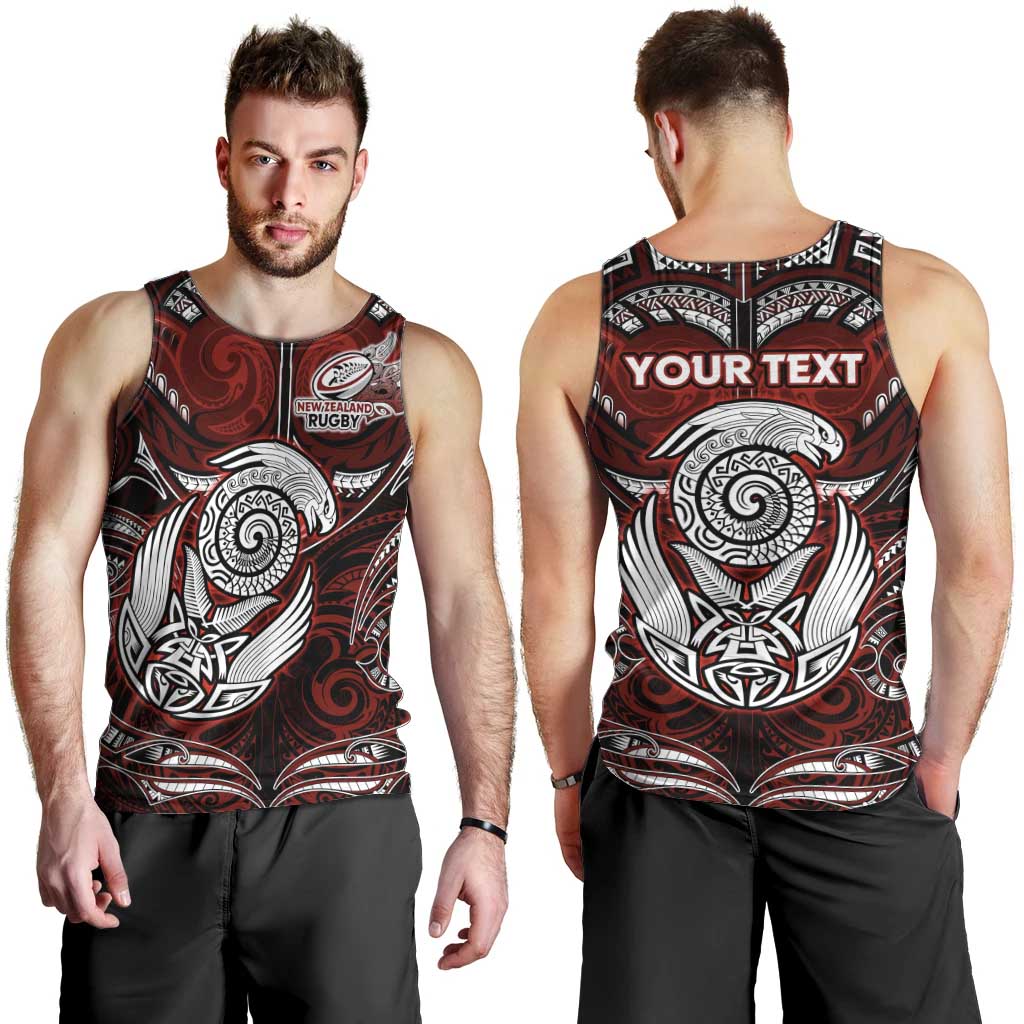 Personalized New Zealand Aotearoa Rugby Men Tank Top Maori Fern Tattoo Art