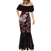 Personalized New Zealand Aotearoa Rugby Mermaid Dress Maori Fern Tattoo Art DT02 - Polynesian Pride
