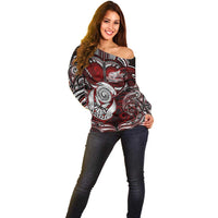 Personalized New Zealand Aotearoa Rugby Off Shoulder Sweater Maori Fern Tattoo Art