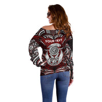 Personalized New Zealand Aotearoa Rugby Off Shoulder Sweater Maori Fern Tattoo Art