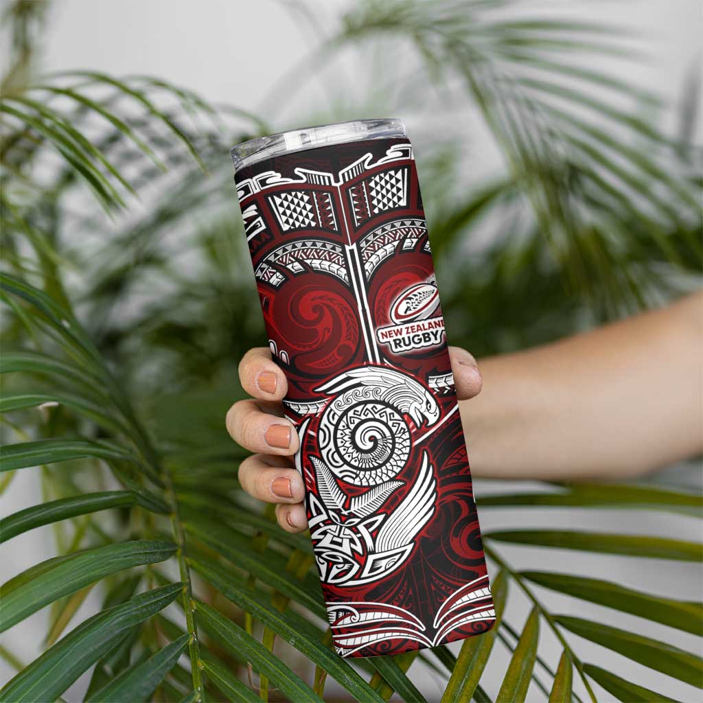 New Zealand Aotearoa Rugby Skinny Tumbler Maori Fern Tattoo Art DT02 - Polynesian Pride