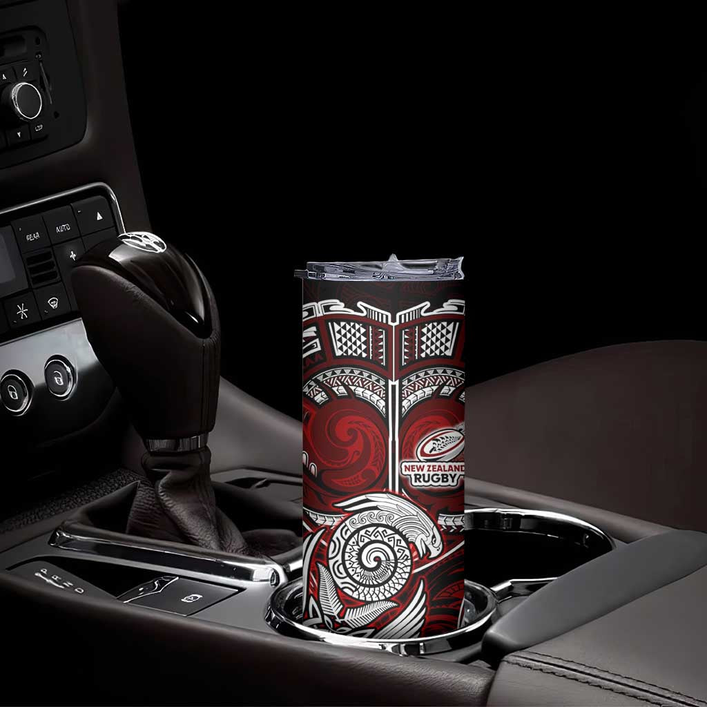 New Zealand Aotearoa Rugby Skinny Tumbler Maori Fern Tattoo Art DT02 - Polynesian Pride