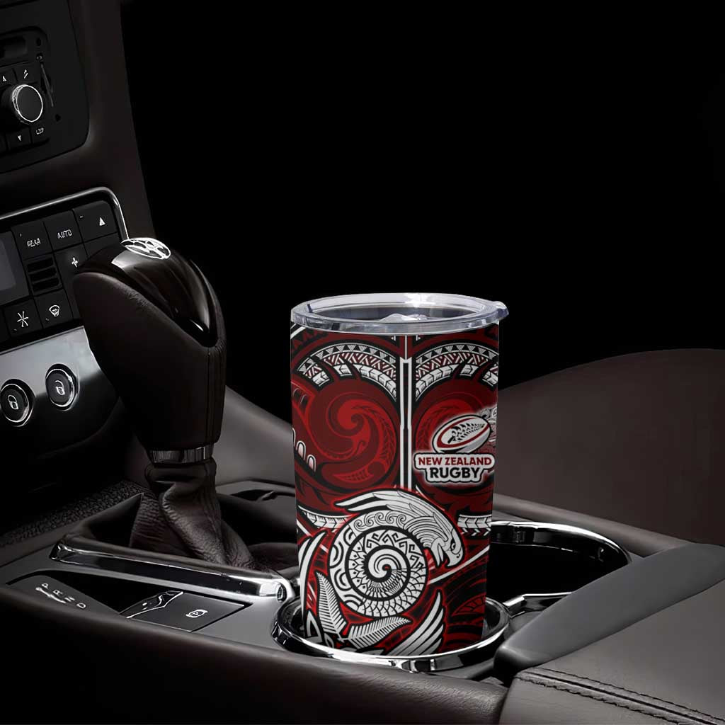 New Zealand Aotearoa Rugby Tumbler Cup Maori Fern Tattoo Art DT02 - Polynesian Pride