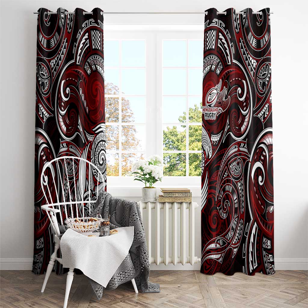 New Zealand Aotearoa Rugby Window Curtain Maori Fern Tattoo Art