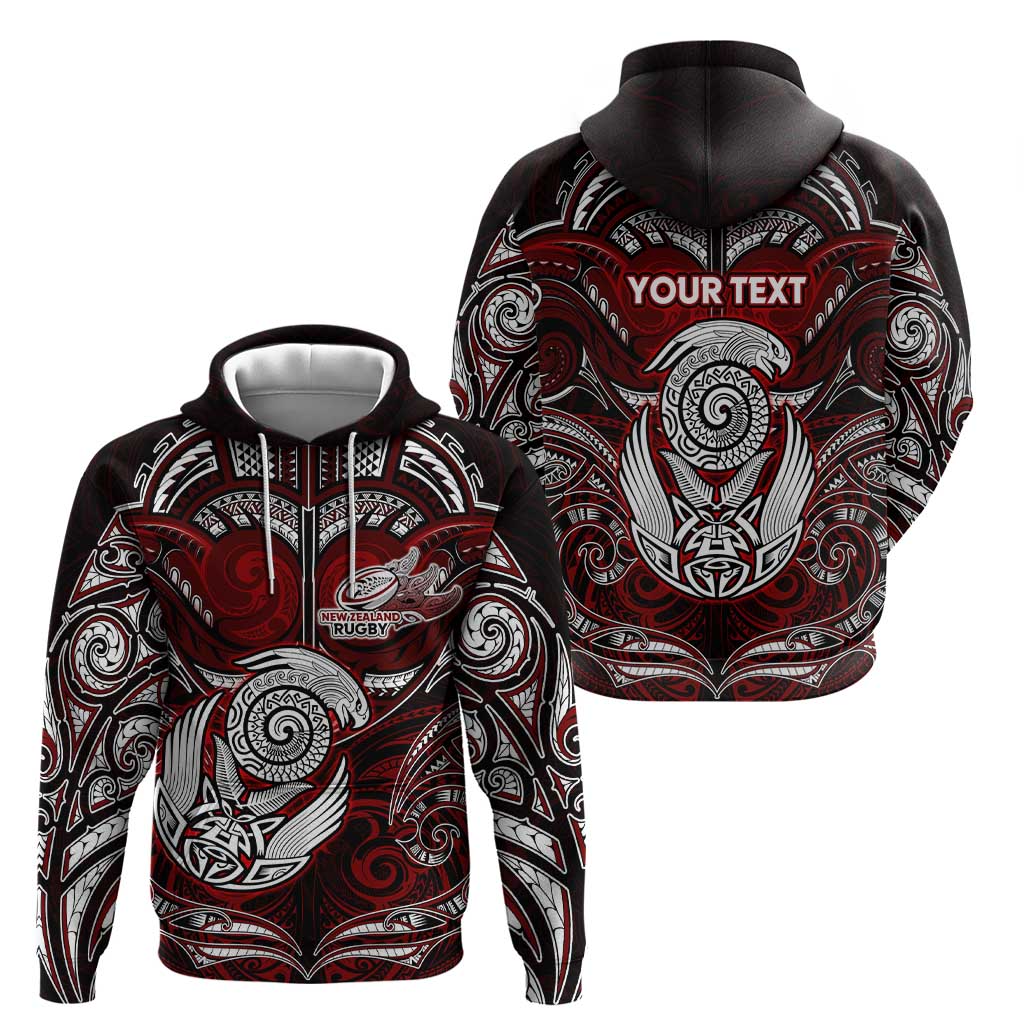 Personalized New Zealand Aotearoa Rugby Zip Hoodie Maori Fern Tattoo Art