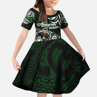 Personalized NZ Aotearoa Rugby Family Matching Mermaid Dress and Hawaiian Shirt New Zealand Silver Fern DT02 Daughter's Dress Green - Polynesian Pride