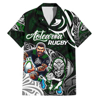 Personalized NZ Aotearoa Rugby Family Matching Mermaid Dress and Hawaiian Shirt New Zealand Silver Fern DT02 Dad's Shirt - Short Sleeve Green - Polynesian Pride