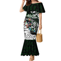 Personalized NZ Aotearoa Rugby Family Matching Mermaid Dress and Hawaiian Shirt New Zealand Silver Fern DT02 Mom's Dress Green - Polynesian Pride