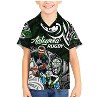 Personalized NZ Aotearoa Rugby Family Matching Mermaid Dress and Hawaiian Shirt New Zealand Silver Fern DT02 Son's Shirt Green - Polynesian Pride
