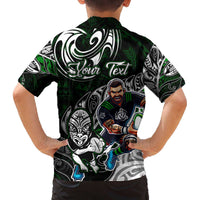 Personalized NZ Aotearoa Rugby Family Matching Off The Shoulder Long Sleeve Dress and Hawaiian Shirt New Zealand Silver Fern DT02 - Polynesian Pride