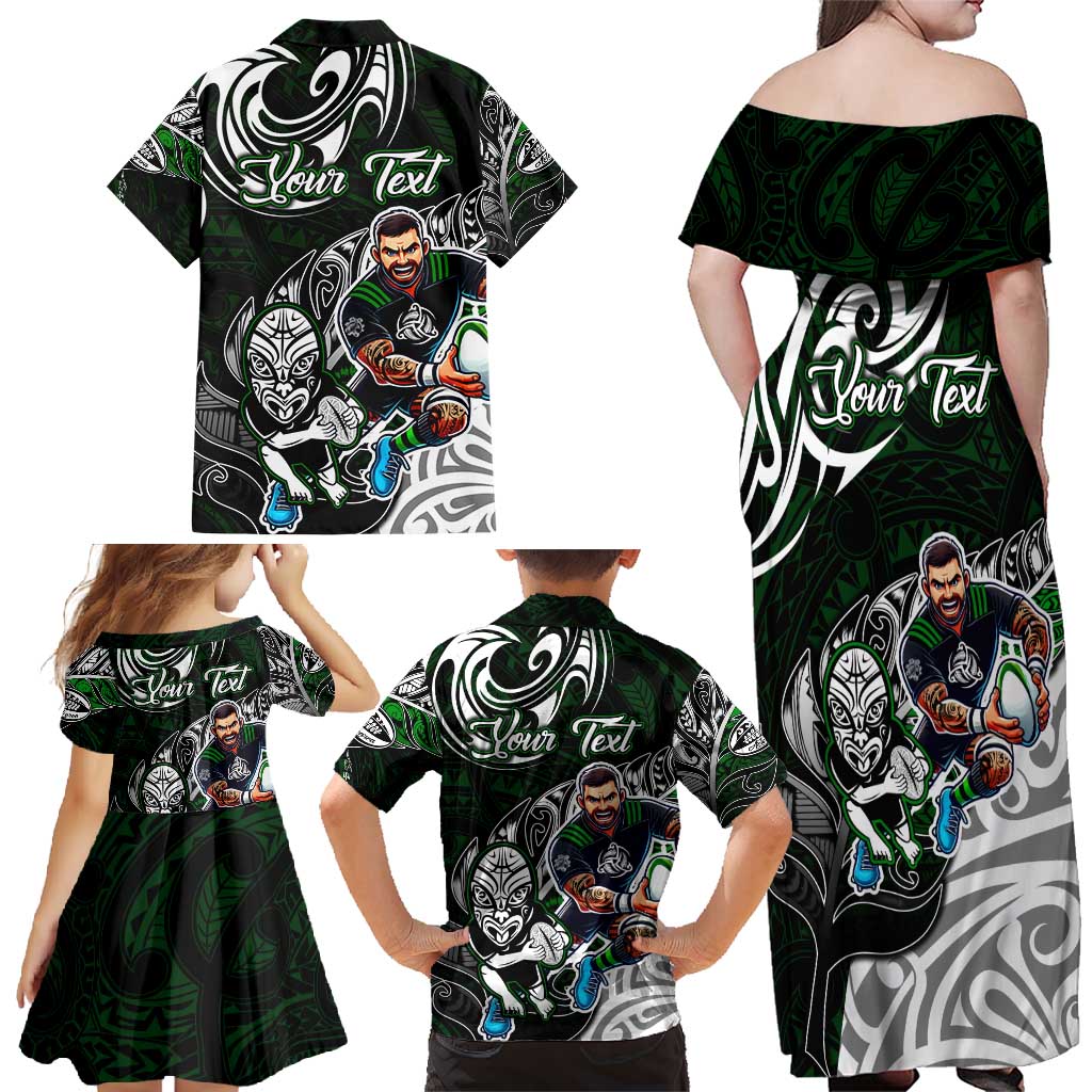 Personalized NZ Aotearoa Rugby Family Matching Off Shoulder Maxi Dress and Hawaiian Shirt New Zealand Silver Fern DT02 - Polynesian Pride