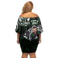 Personalized NZ Aotearoa Rugby Family Matching Off Shoulder Short Dress and Hawaiian Shirt New Zealand Silver Fern DT02 - Polynesian Pride