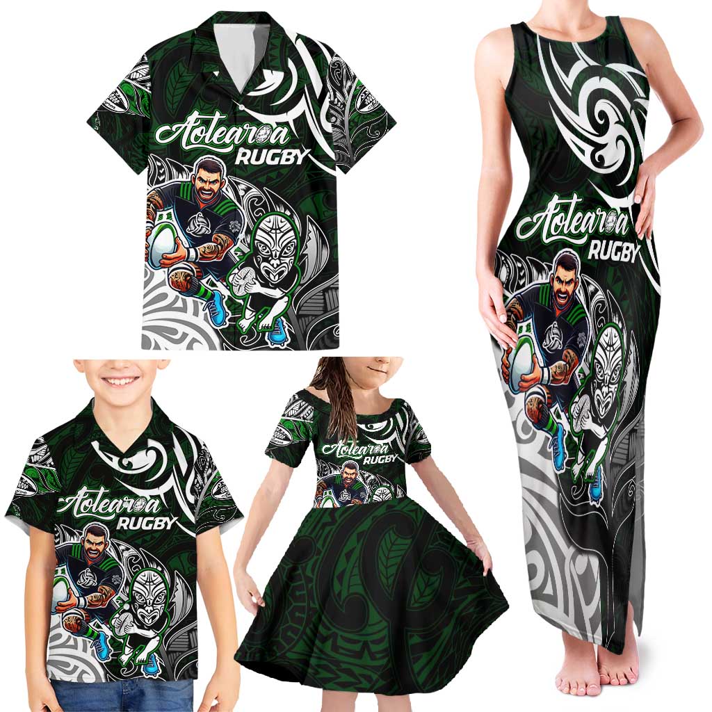 Personalized NZ Aotearoa Rugby Family Matching Tank Maxi Dress and Hawaiian Shirt New Zealand Silver Fern DT02 - Polynesian Pride
