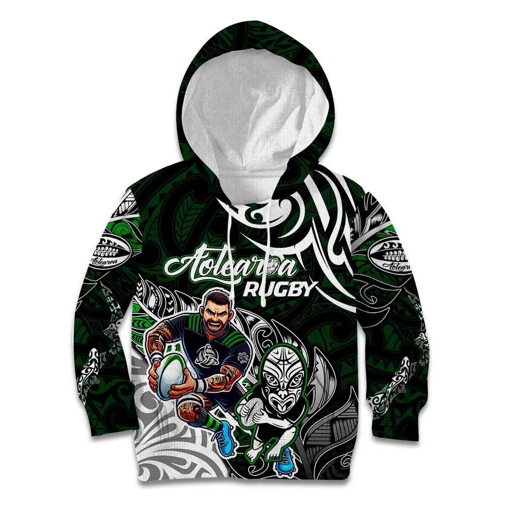 Personalized NZ Aotearoa Rugby Kid Hoodie New Zealand Silver Fern DT02 Hoodie Green - Polynesian Pride
