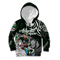Personalized NZ Aotearoa Rugby Kid Hoodie New Zealand Silver Fern DT02 Hoodie Green - Polynesian Pride