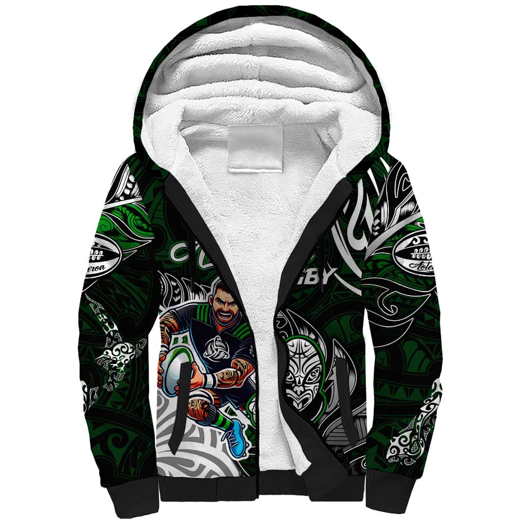 Personalized NZ Aotearoa Rugby Sherpa Hoodie New Zealand Silver Fern